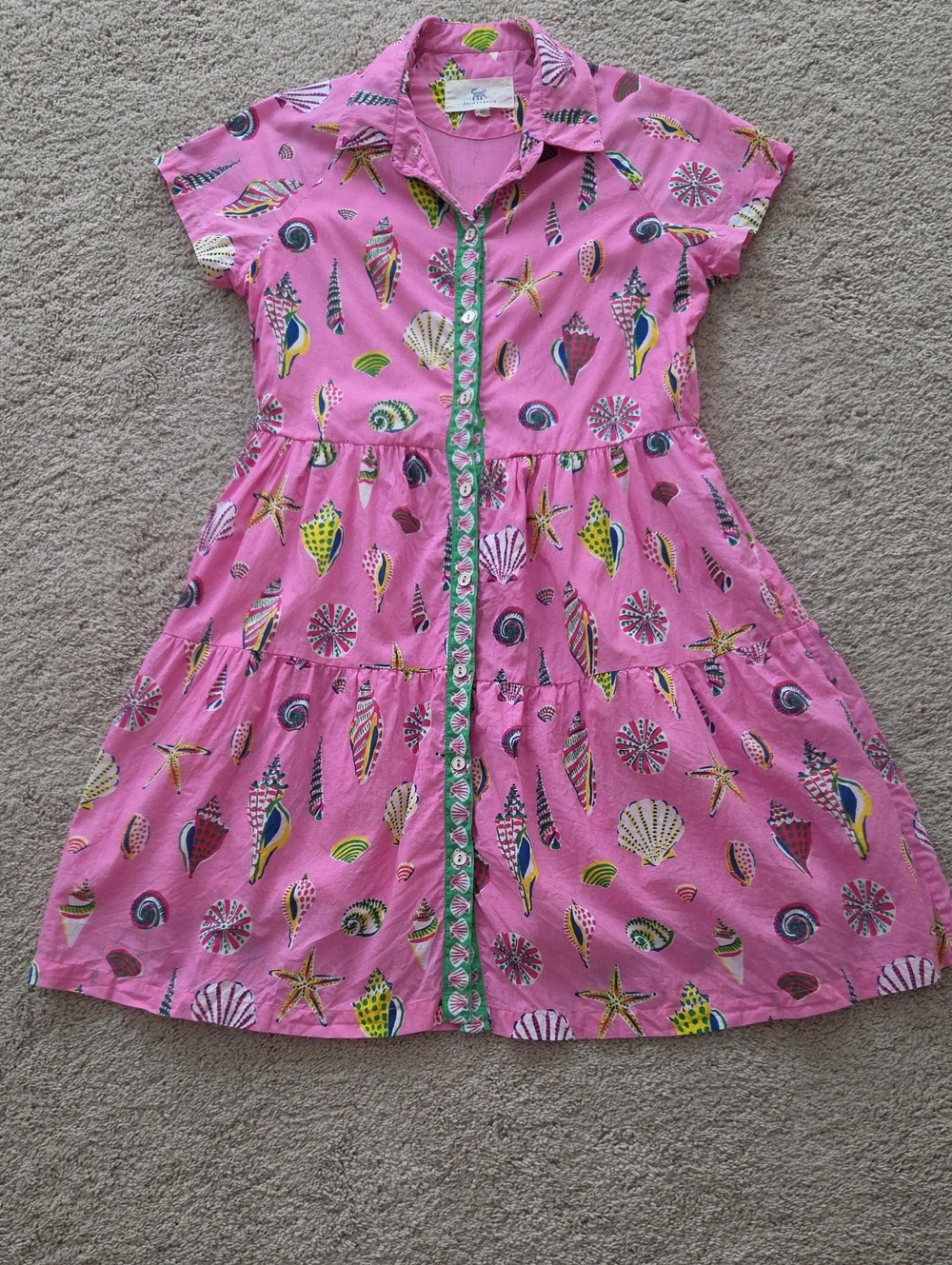 Printfresh Pink Seashell & Starfish Button-Front Dress